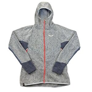 Salewa Ortles Hi-Loft Hoodie Womens XL Gray Polartec Fleece Full Zip Hiking